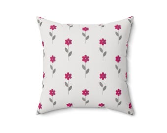 French Rose Floral Pillow: Spun Polyester Throw Cushion, Spring Decor