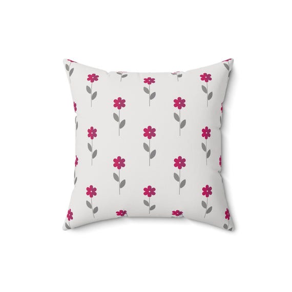 French Rose Floral Pillow: Spun Polyester Throw Cushion, Spring Decor