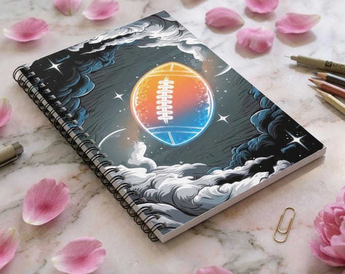 Cosmic Football Spiral Notebook | Ruled Journal, Sports Space Illustration