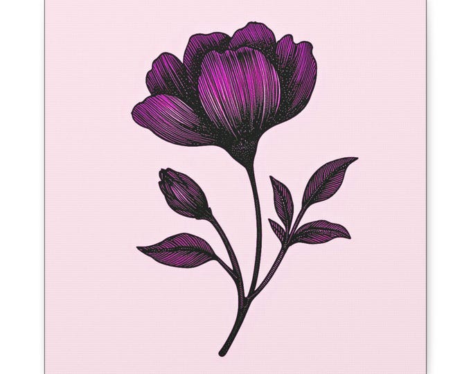 Purple Botanical Flower Canvas | Stretched Matte Canvas Wall Art