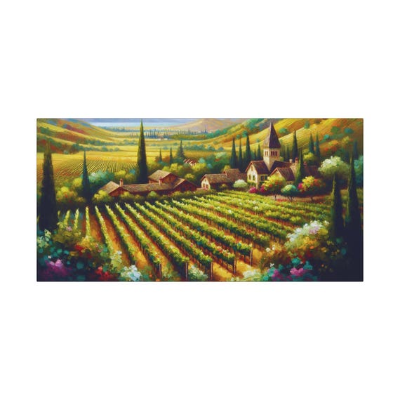 Vineyards Canvas Wall Art: Vibrant Spring Home Decor (30x15)