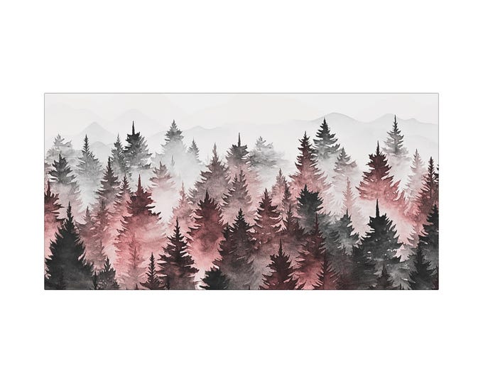 Watercolor Forest Abstract Landscape Matte Canvas