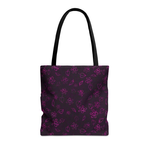Fuchsia Floral Hand Tote Bag: Stylish Polyester Carryall