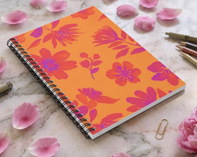 Floral Blaze Spiral Notebook: Ruled Line Journal, Art Sketchbook