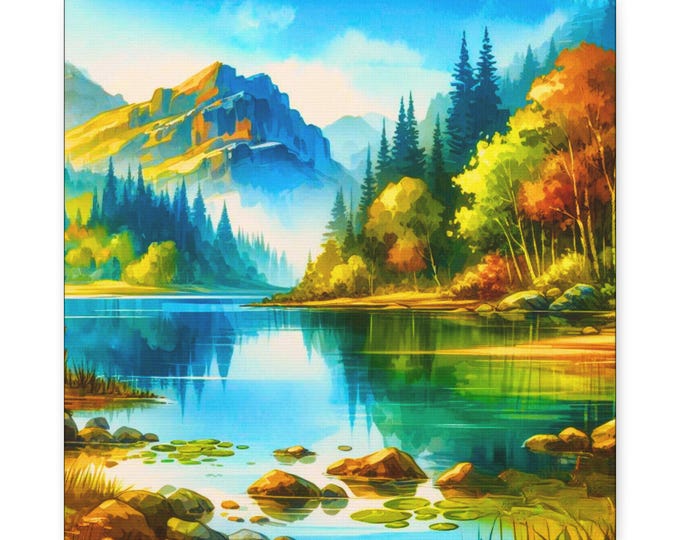 Nature's Grace Matte Canvas, Home Office Accent, Picturesque Forest Decor, Elegant Canvas