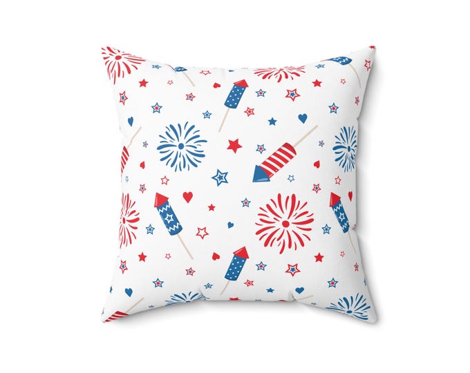 Patriotic Fireworks Pattern Pillow | Square Pillow