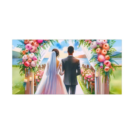 Wedding Canvas Art: Romantic Couple Aisle Scene