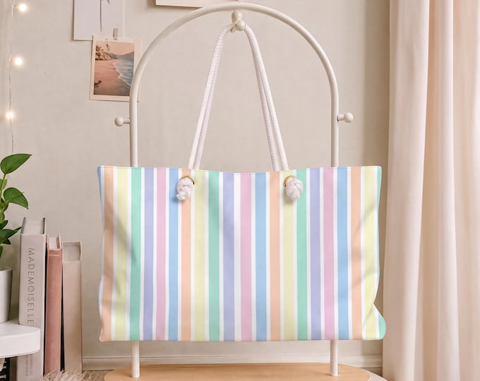 Pastel Posh Weekender Bag | Striped Spun Polyester Beach Tote