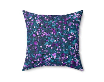 Teal Purple Confetti Pattern Pillow | Square Pillow
