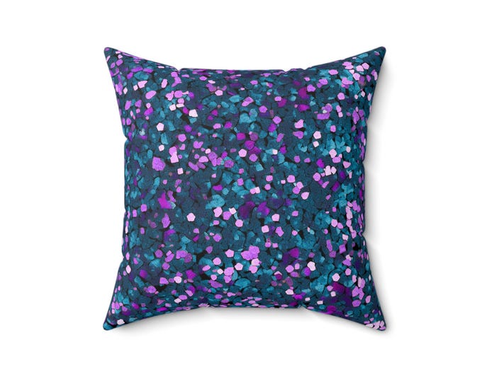 Teal Purple Confetti Pattern Pillow | Square Pillow