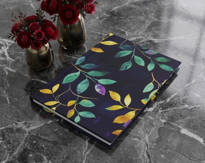 Watercolor Leaf Vines Hardcover Journal | Matte Botanical Notebook
