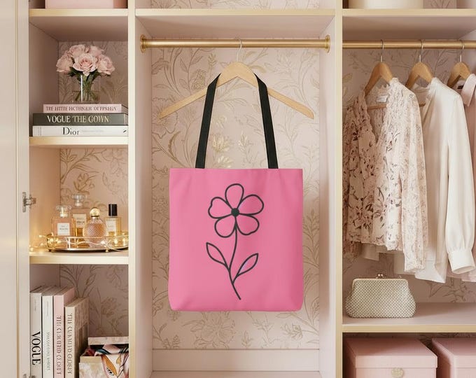 Coral Pink Floral Tote Bag: Stylish Beach Carryall