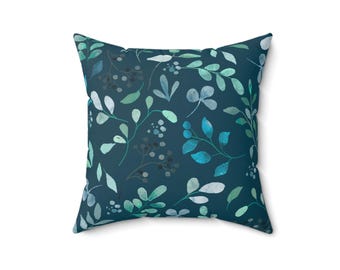 Prussian Vines Pillow: Botanical Home Decor Accent - 16x16 Square