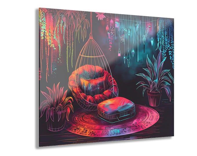 Neon Boho Lounge Acrylic Print | French Cleat Wall Art