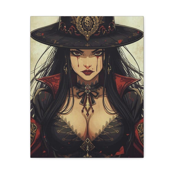 Vampire Slayer Matte Canvas Wall Art: Elegant Gothic Halloween Decor