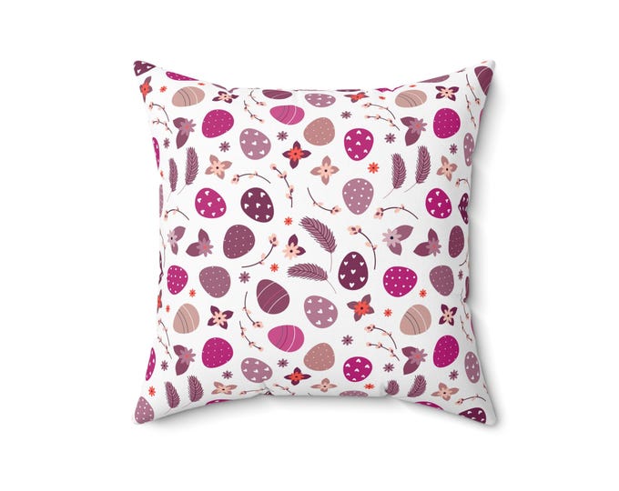 Pink Paisley Pattern Pillow | Easter Holiday Seasonal Throw Pillow