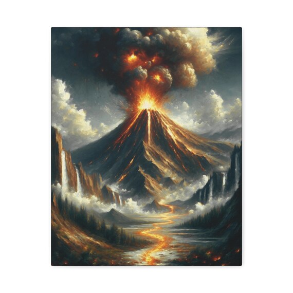 Volcanic Eruption Canvas Art: Natural Disaster Theme, Home Decor (16x20)