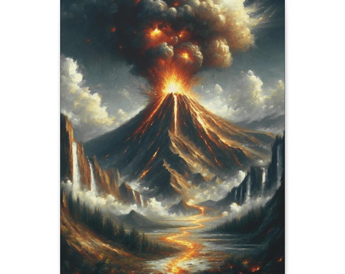 Volcanic Eruption Canvas Art: Natural Disaster Theme, Home Decor (16x20)
