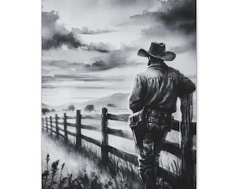 American Cowboy Canvas Wall Art: Rustic Western Home Decor (16x20)