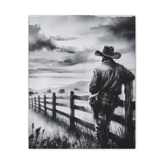 American Cowboy Canvas Wall Art: Rustic Western Home Decor (16x20)