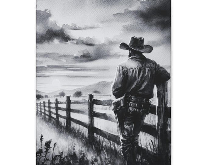 American Cowboy Canvas Wall Art: Rustic Western Home Decor (16x20)