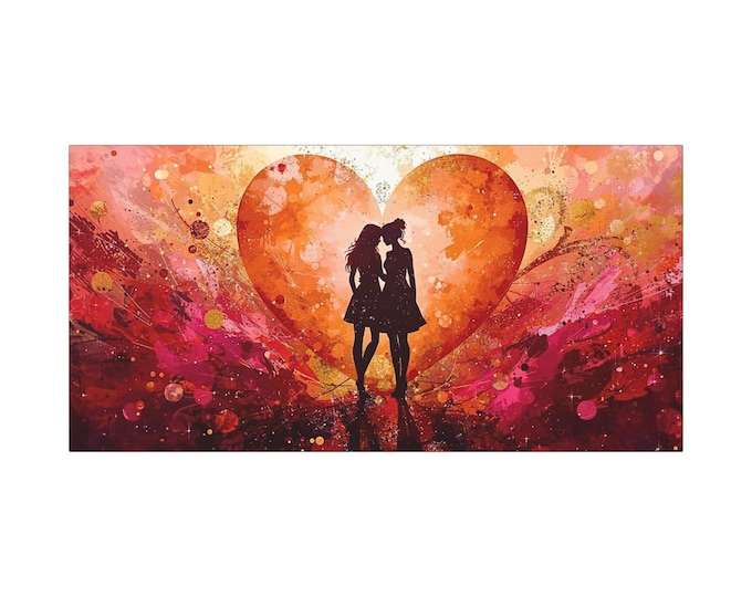 LGTBQ Crimson Silhouette Matte Canvas Wall Artwork