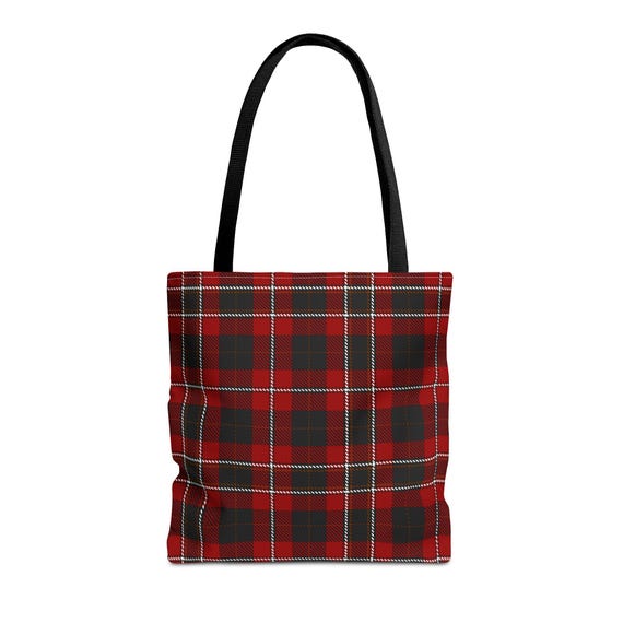 Red Plaid Tote Bag: Stylish Polyester Everyday Carryall (16x16)