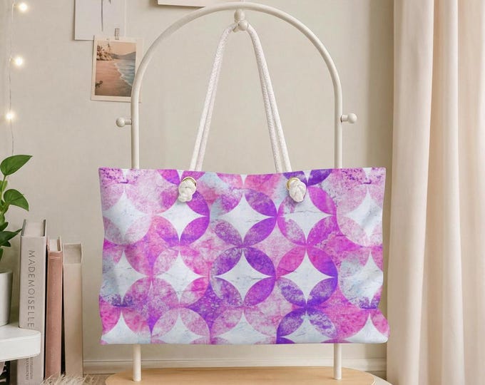 Foxy Fuchsia Weekender Bag | Geometric Pinkish Purple Travel Tote