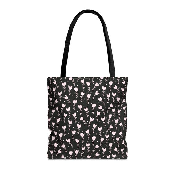 White Floral Tote Bag: Stylish Polyester Carryall