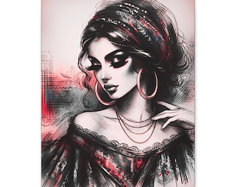 Gypsy Woman Portrait Canvas