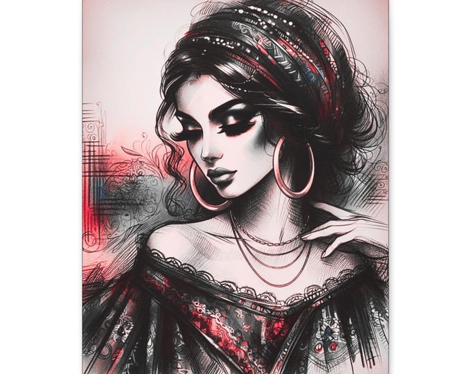 Gypsy Woman Portrait Canvas