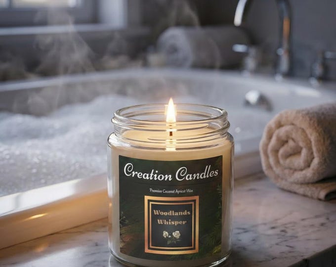 Woodlands Whisper Coconut Apricot Scented Candle | 4oz Soy Jar