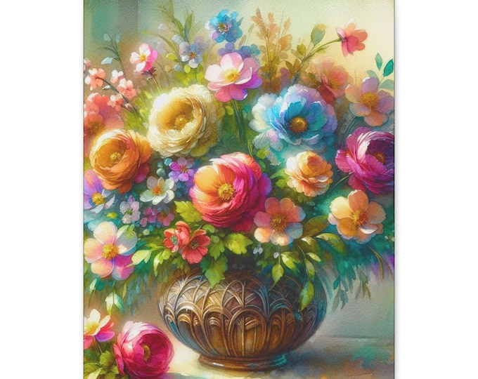 Floral Canvas Art: Colorful Botanical Print, Living Room Decor