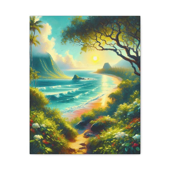 Turquoise Tides Canvas Wall Art: Tropical Beach Decor (16x20)