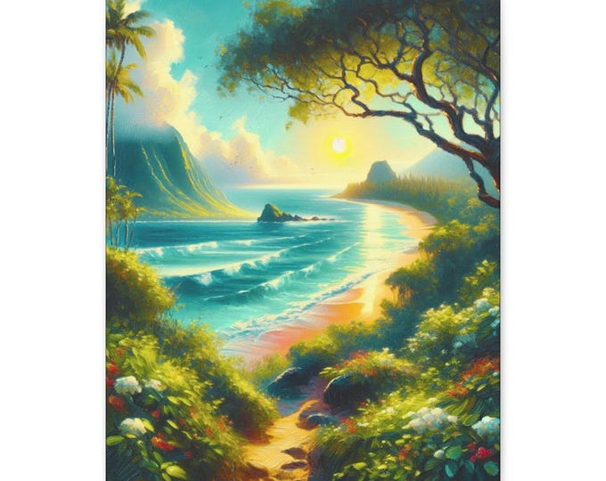 Turquoise Tides Canvas Wall Art: Tropical Beach Decor (16x20)