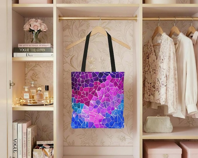 Mosaic Ripples Tote Bag | Vibrant Stained-Glass Purse
