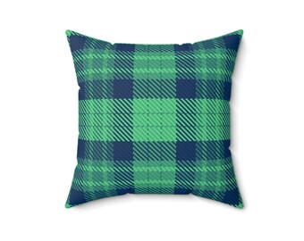 Green Plaid Decorative Pillow: Modern Farmhouse Accent