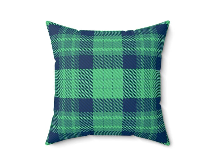 Green Plaid Decorative Pillow: Modern Farmhouse Accent