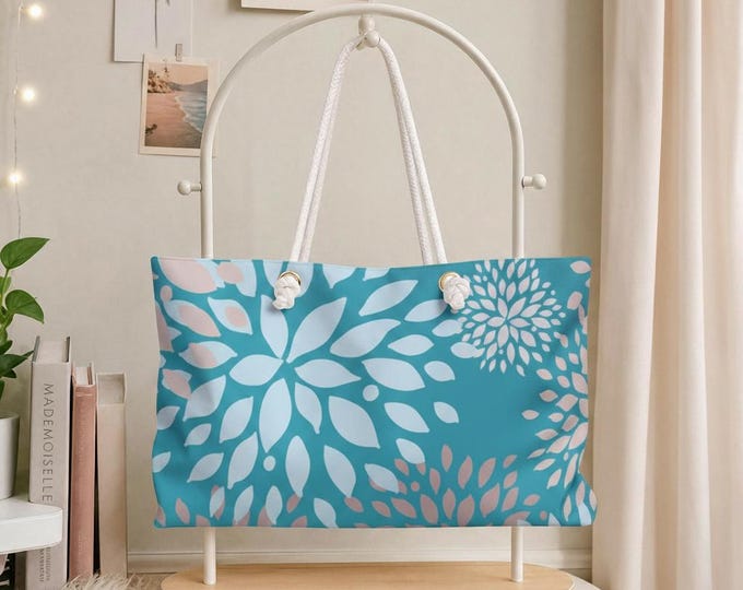 Teal Burst Weekender Bag | Large Travel Tote
