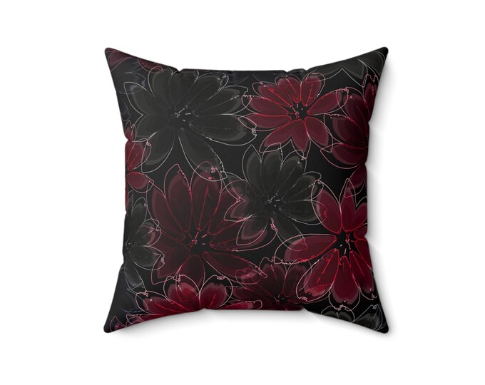 Dahlia Floral Patterned Square Pillow for Home Decor