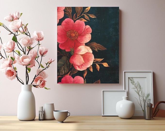 Floral Canvas Wall Art, Botanical Home Decor (16x20)