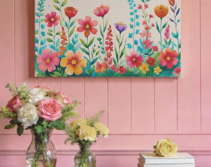 Floral Canvas Wall Art: Vibrant Flower Home Decor, 30x15