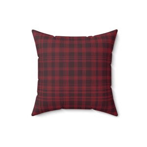Coussin carré en polyester filé à carreaux rouge grange - décoration d&#39;intérieur rustique, coussin de ferme, coussin décoratif à carreaux, coussin décoratif pour les fêtes, décoration western