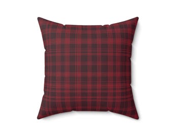 Barn Red Plaid Pillow: Rustic Farmhouse Throw Cushion