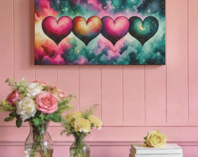 Rainbow Heart Canvas Wall Art: Vibrant Love Decor (30x15 Canvas Only)
