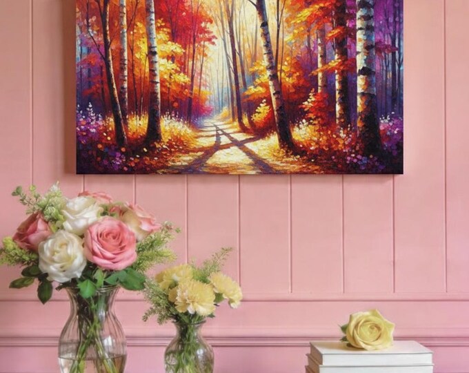 Autumn Landscape Canvas Wall Art: Fall Home Decor (30x15 Canvas Only)