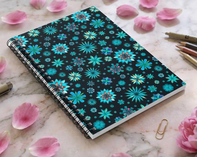 Teal Floral Paisley Spiral Notebook | Ruled To-Do List