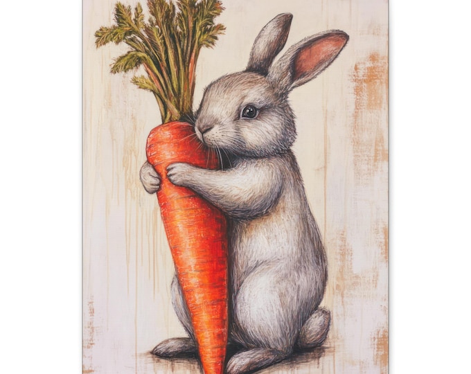 Easter Bunny Carrot Choir Matte Canvas | Adorable Seasonal Decor 16x20