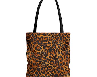Leopard Print Hand Tote Bag, Reusable Shopping Bag