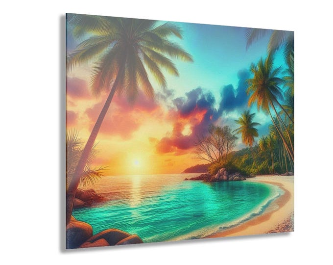 Twilight Over Turquoise Tides Acrylic Print | Modern Home Decor w/ French Cleat Hanging